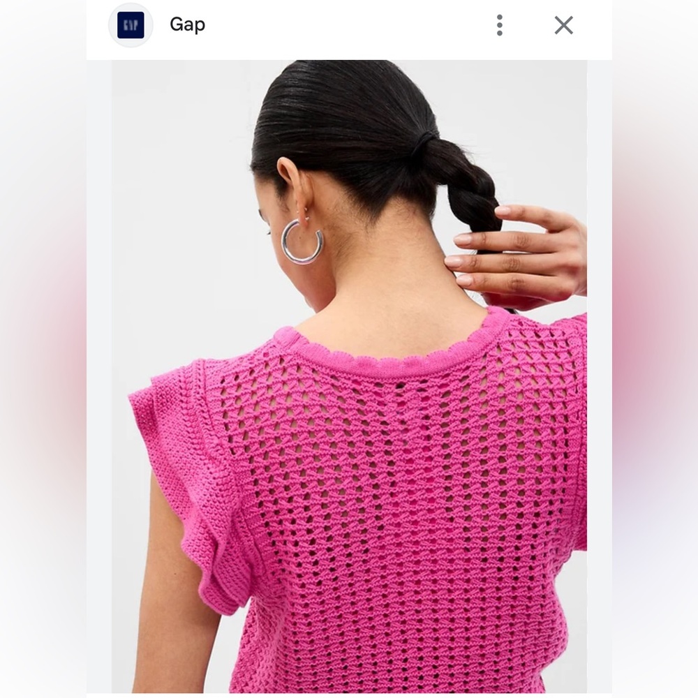 NWOT GAP Flutter Sleeve Crochet Sweater